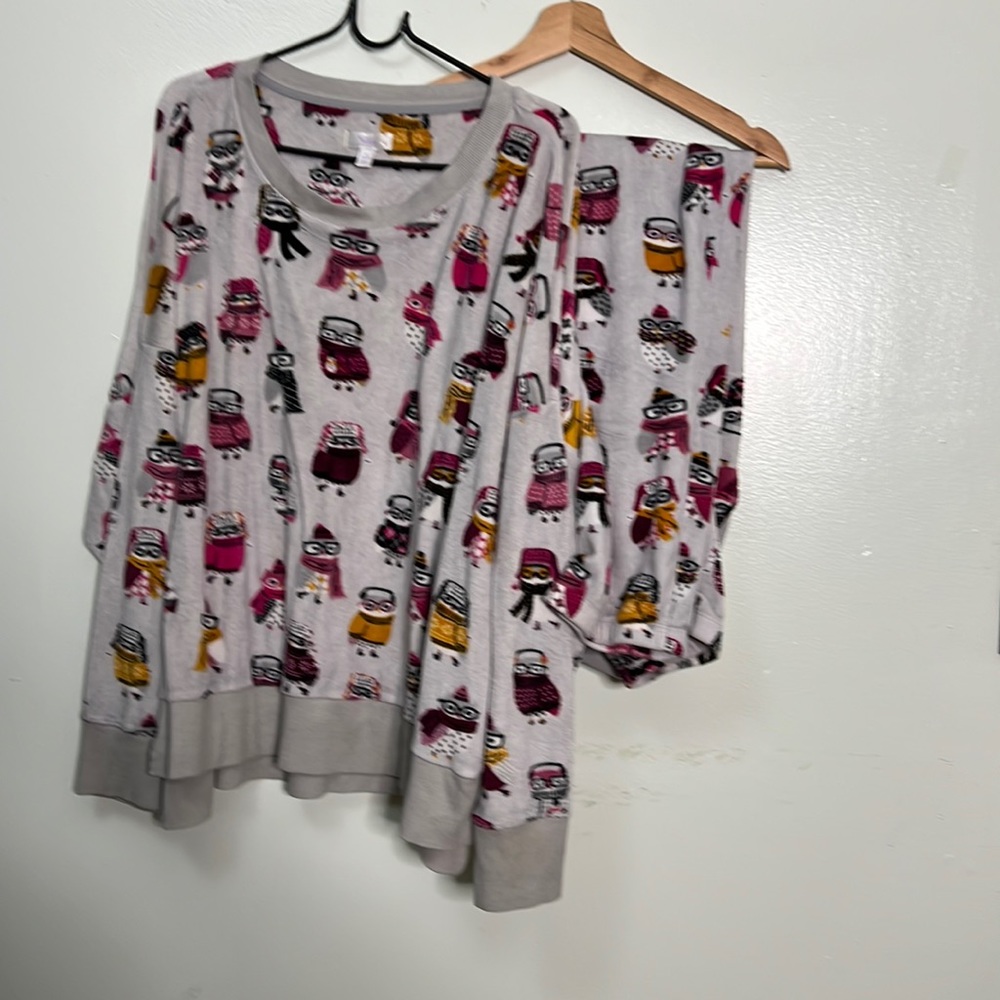 Secret Treasures Women's Fun Owl Pajama Set - Gray and Pink